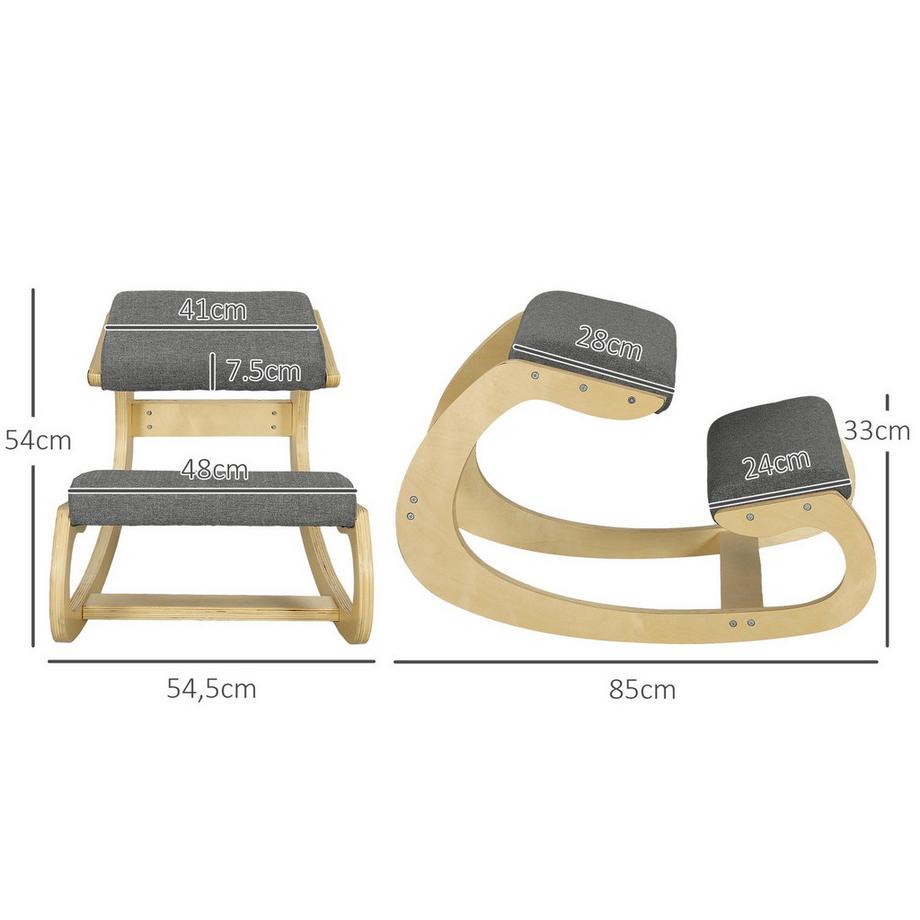 Northio Ergonomischer Kniehocker, Schaukelnder Kniestuhl, Schreibtischstuhl für Homeoffice, zur Verbesserung der Körperhaltung, Grau  