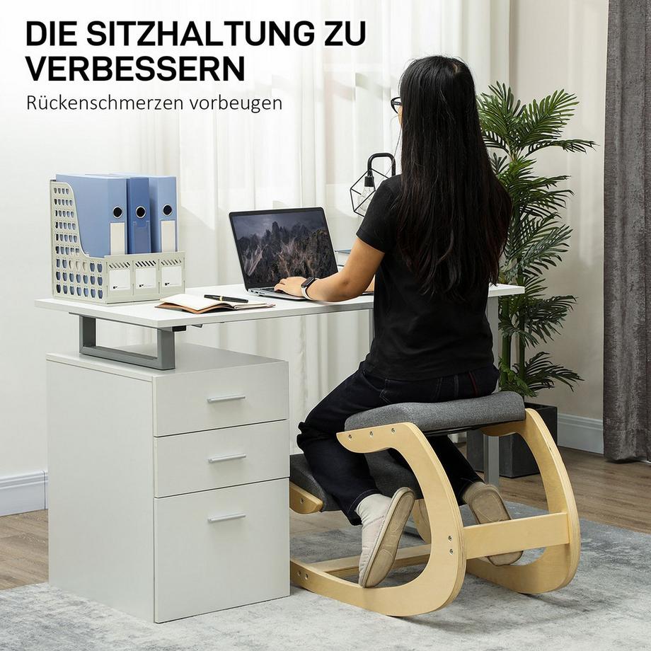 Northio Ergonomischer Kniehocker, Schaukelnder Kniestuhl, Schreibtischstuhl für Homeoffice, zur Verbesserung der Körperhaltung, Grau  