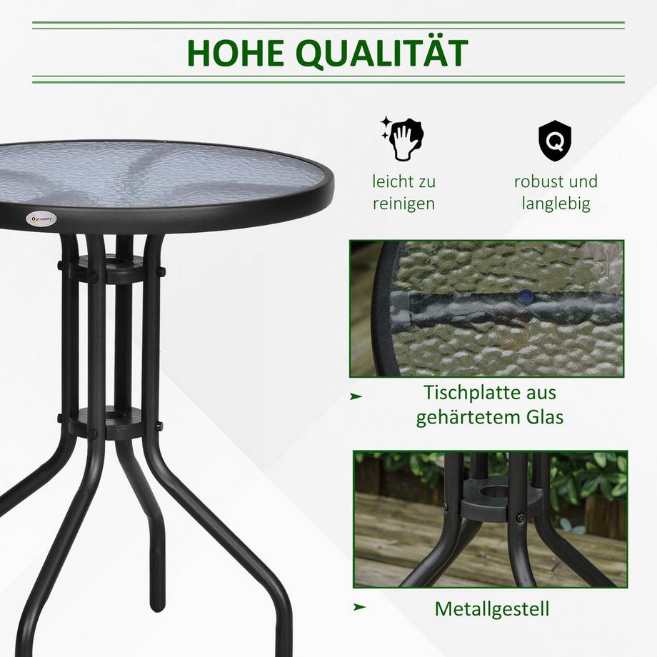Northio Table De Jardin Table De Balcon Ronde Métal Verre De Sécurité Ø60Xh70Cm Balcon De Jardin  