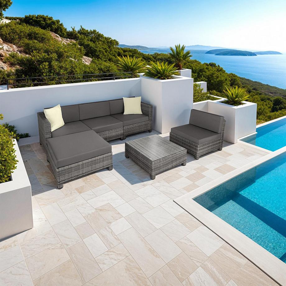 Tectake Lounge in rattan e alluminio Trieste resistenti alle intemperie e ai raggi UV  
