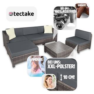 Tectake Rattan Lounge mit Aluminiumgestell inkl. Bezüge in 2 Farben  