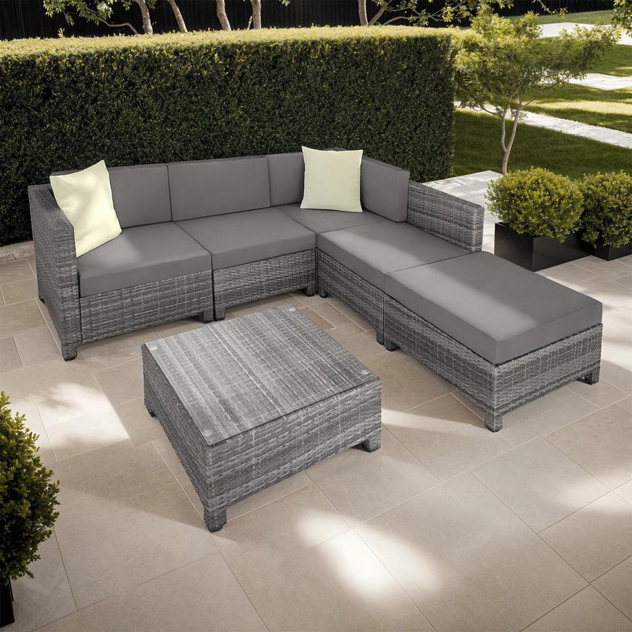 Tectake Lounge in rattan e alluminio Trieste resistenti alle intemperie e ai raggi UV  