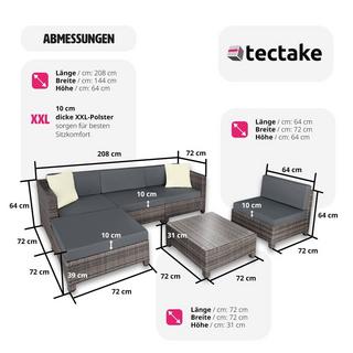 Tectake Rattan Lounge mit Aluminiumgestell inkl. Bezüge in 2 Farben  