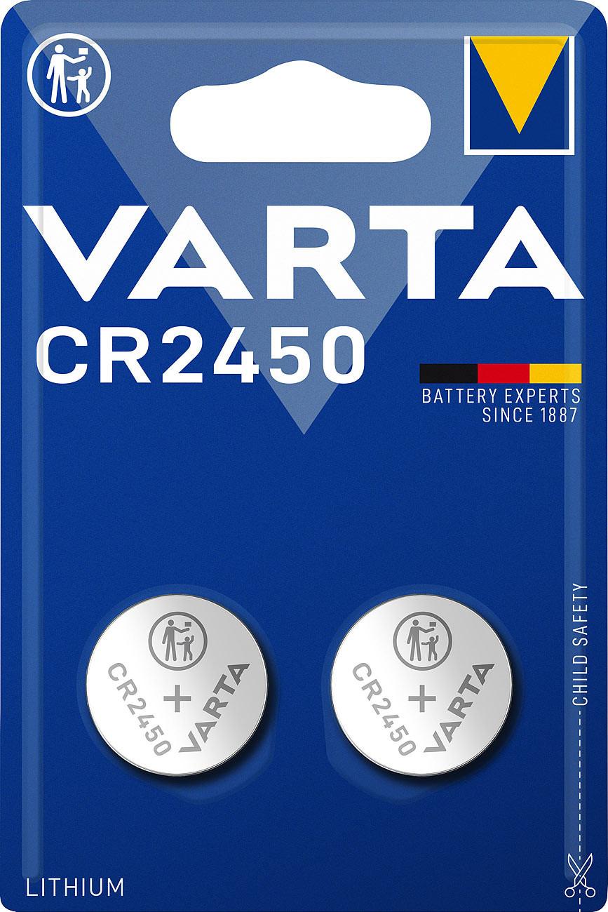 VARTA  pack de 2 piles bouton Electronics au lithium, CR2450, 570 mAh, 3 volts 