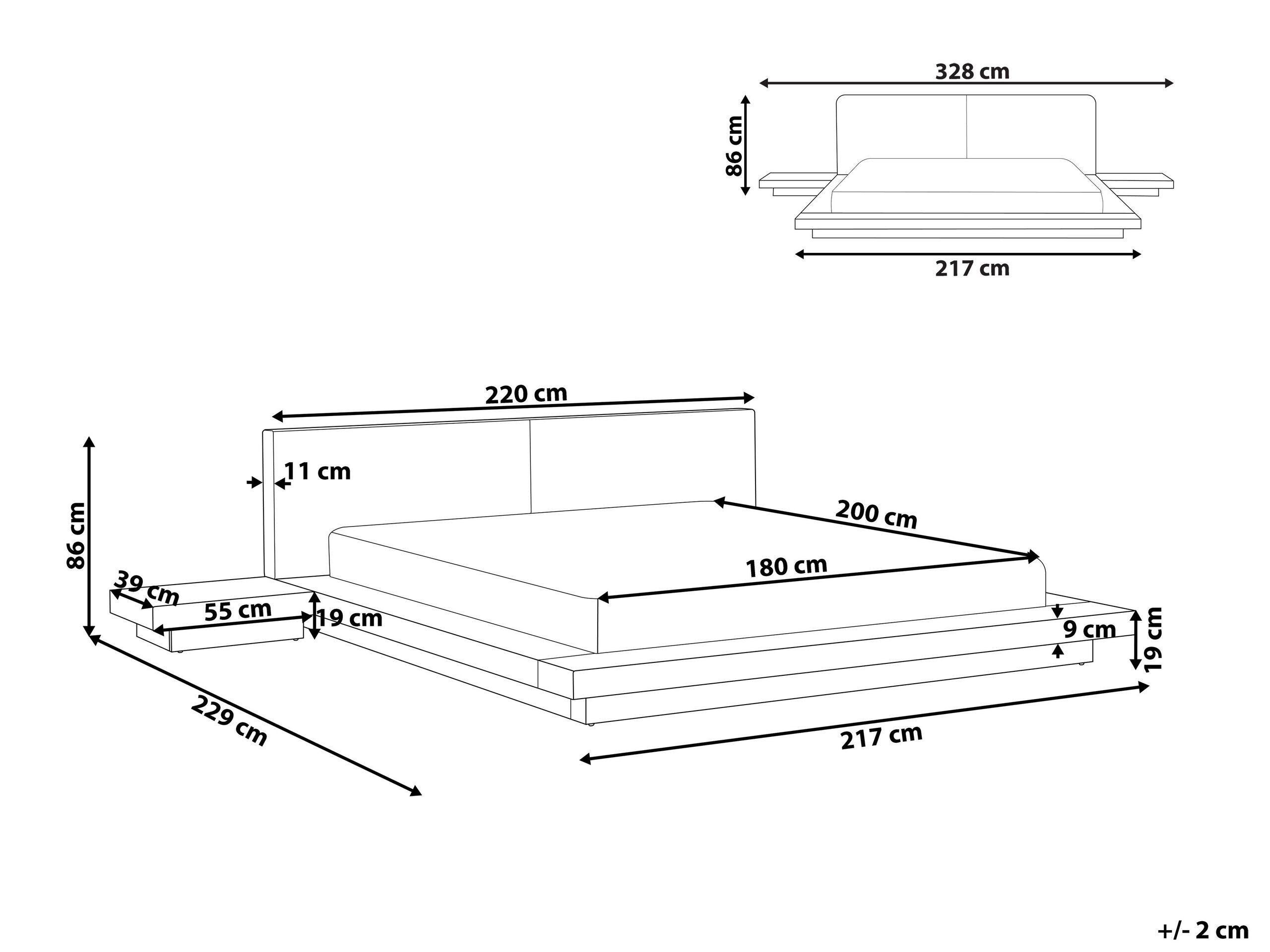 Beliani Letto con LED en Fibra a media densità (MDF) Moderno ZEN  