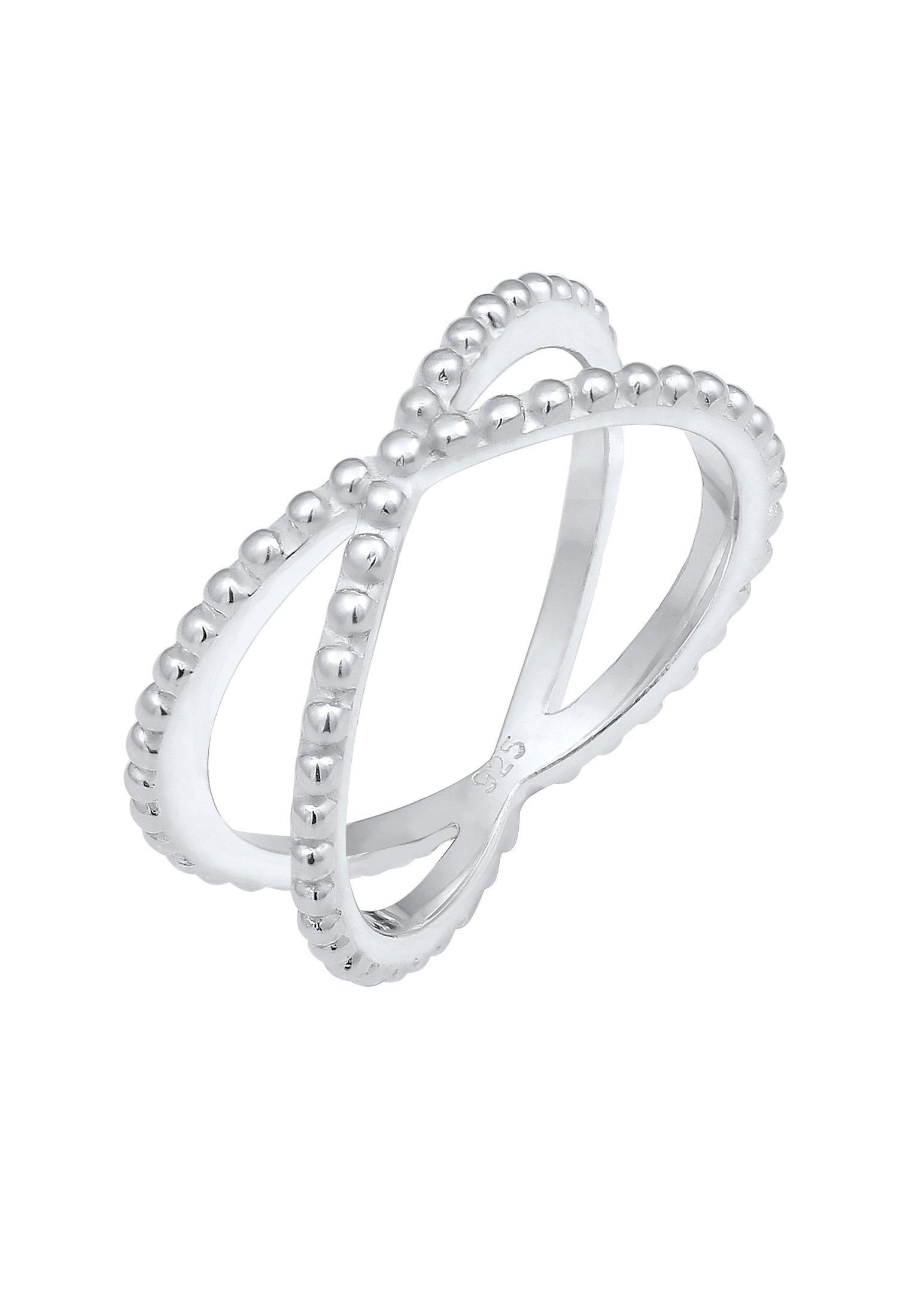 Elli  Ring Kreuz Wickelring Criss Cross Kugel 925 Silber 