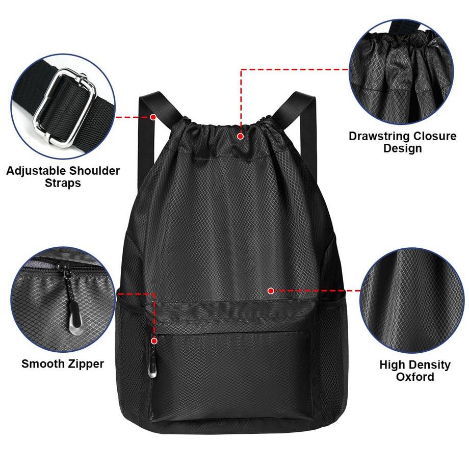 Only-bags.store Sac à dos de sport à cordon de serrage grande capacité  