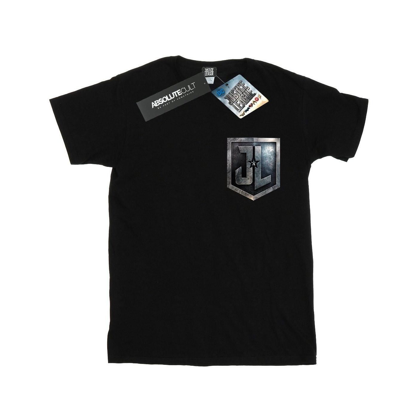 Image of Justice League Movie Shield Faux Pocket Tshirt Damen Schwarz M