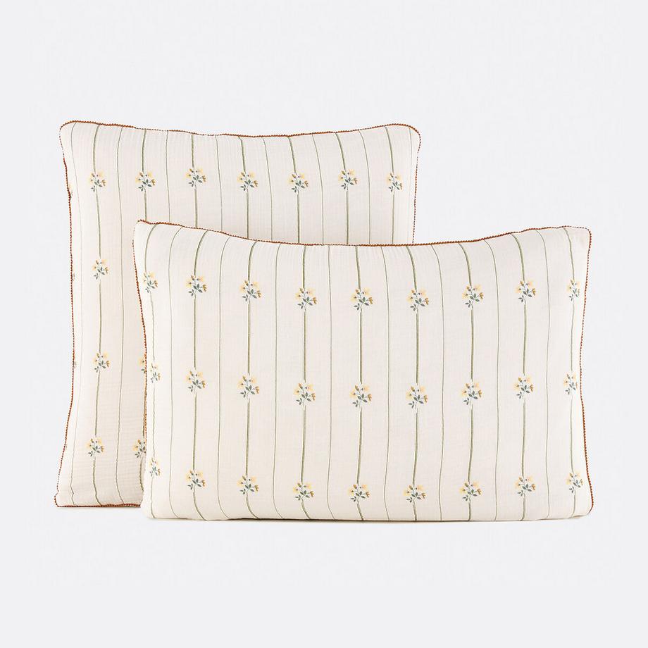 Kissenbezug RISETTI aus Baumwoll-Gaze mit Blumenprint