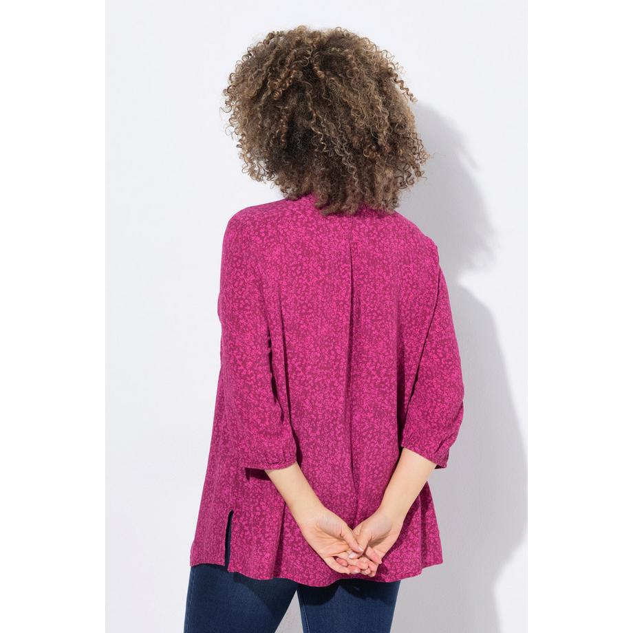 Ulla Popken Smokbluse Punkte A-Linie Rundhals 3/4-Arm  