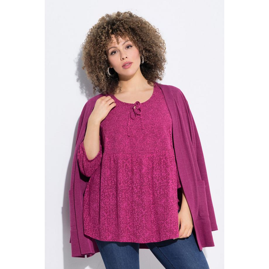 Ulla Popken Smokbluse Punkte A-Linie Rundhals 3/4-Arm  