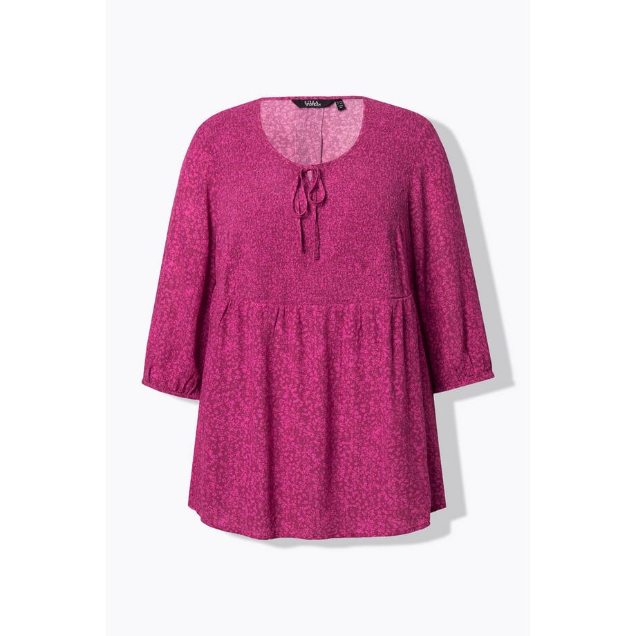 Ulla Popken Smokbluse Punkte A-Linie Rundhals 3/4-Arm  