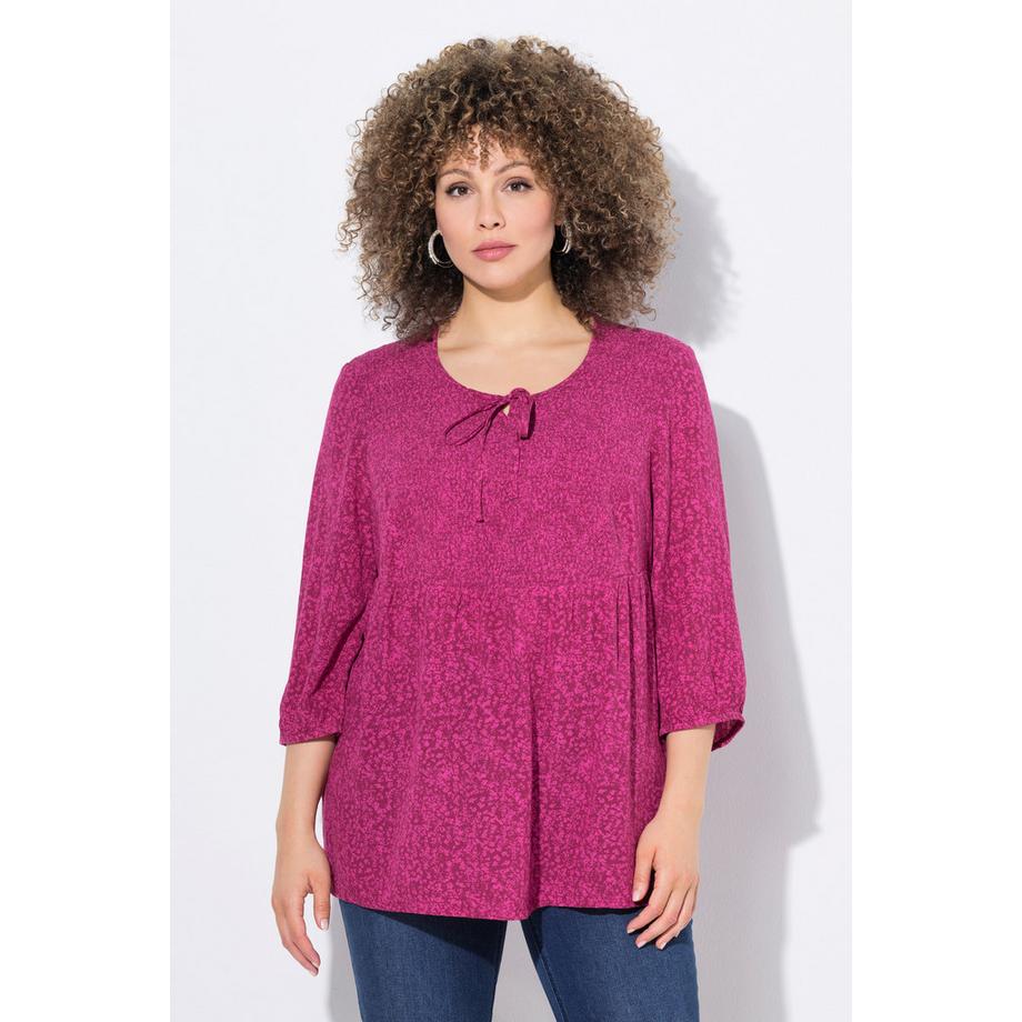 Ulla Popken Smokbluse Punkte A-Linie Rundhals 3/4-Arm  