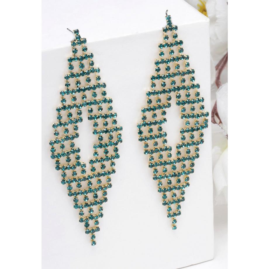 AVANT-GARDE PARIS  Boucles d'oreilles en cristal bleu en forme de loside étincelantes 