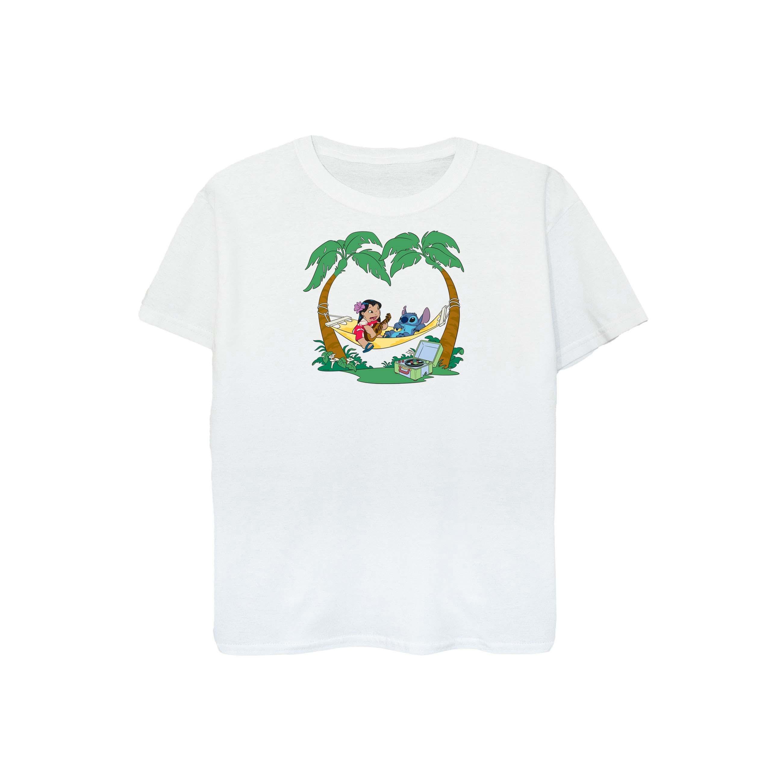 Image of Lilo And Stitch Play Some Music Tshirt Damen Weiss L