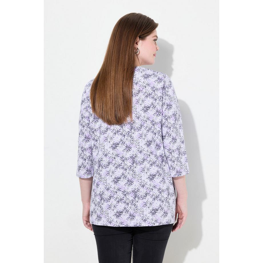 Ulla Popken Blüten A-Linie Rundhals 3/4-Arm Shirt  