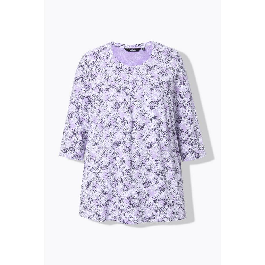 Ulla Popken Blüten A-Linie Rundhals 3/4-Arm Shirt  