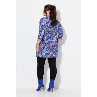 Ulla Popken  Longshirt, Paisley, A-Linie, V-Ausschnitt, 3/4-Arm 