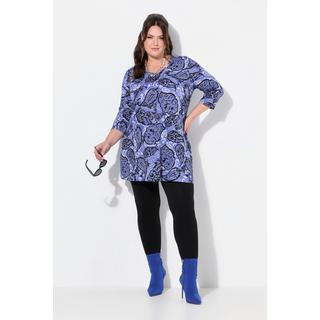 Ulla Popken  Longshirt, Paisley, A-Linie, V-Ausschnitt, 3/4-Arm 