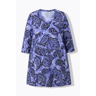 Ulla Popken  Longshirt, Paisley, A-Linie, V-Ausschnitt, 3/4-Arm 