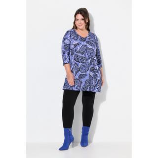 Ulla Popken  Longshirt, Paisley, A-Linie, V-Ausschnitt, 3/4-Arm 