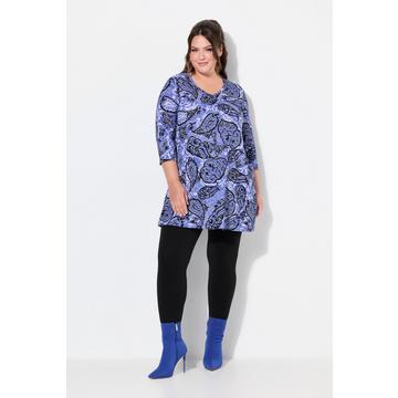 Longshirt, Paisley, A-Linie, V-Ausschnitt, 3/4-Arm