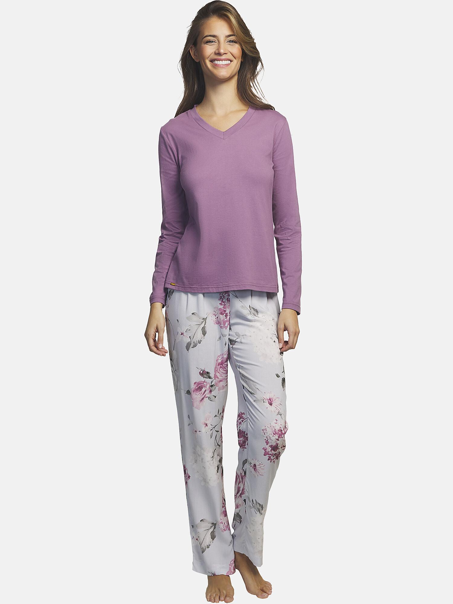 Image of Outfit Entspannung Und Innen Pyjama Hose Oberteil Romantica Unisex Violett Bedruckt M