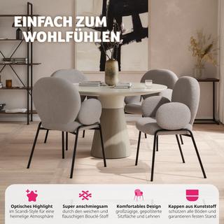 Tectake Stuhl Scandi gepolstert, Bouclé-Stoff  