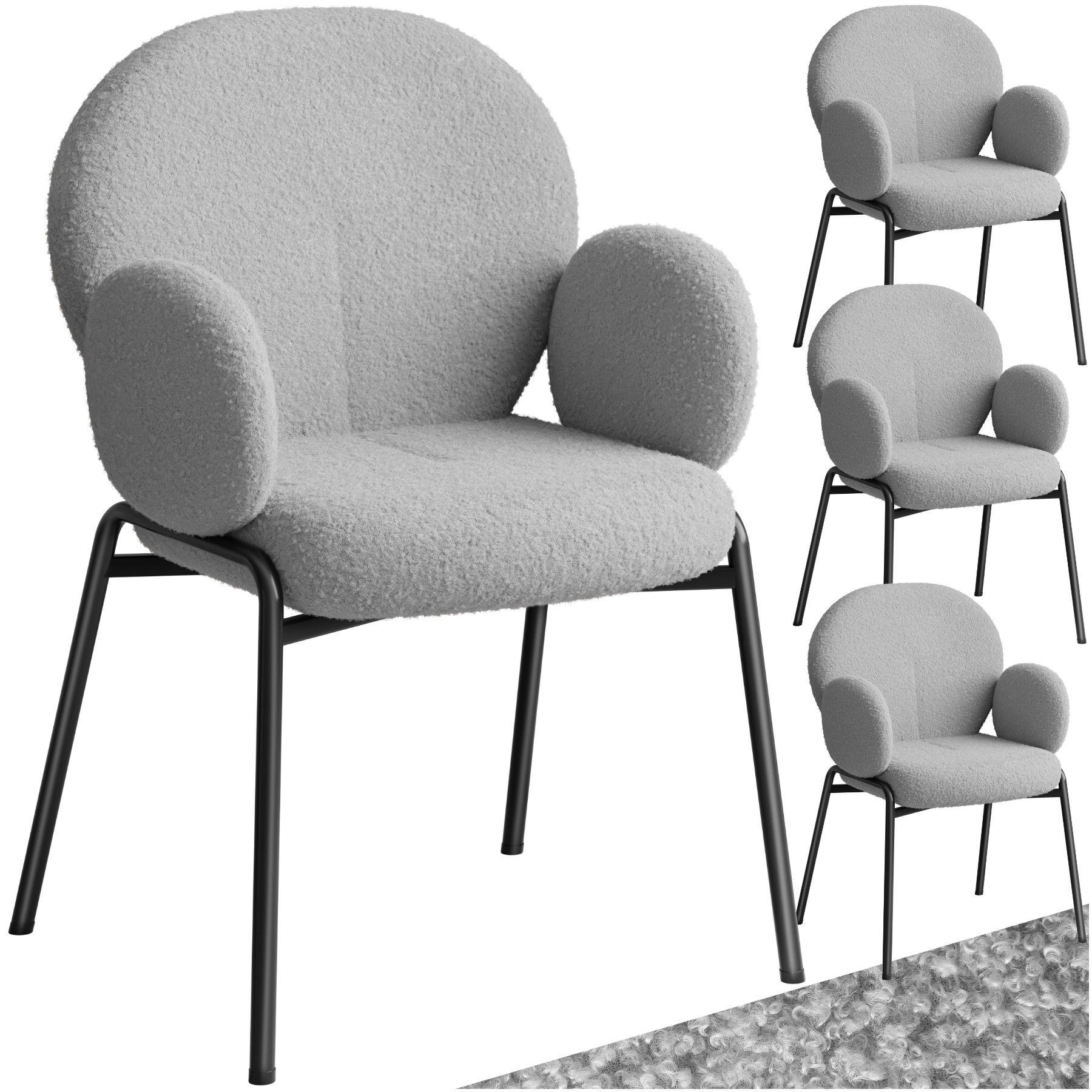 Tectake Chaise rembourrée Scandi, tissu bouclette  