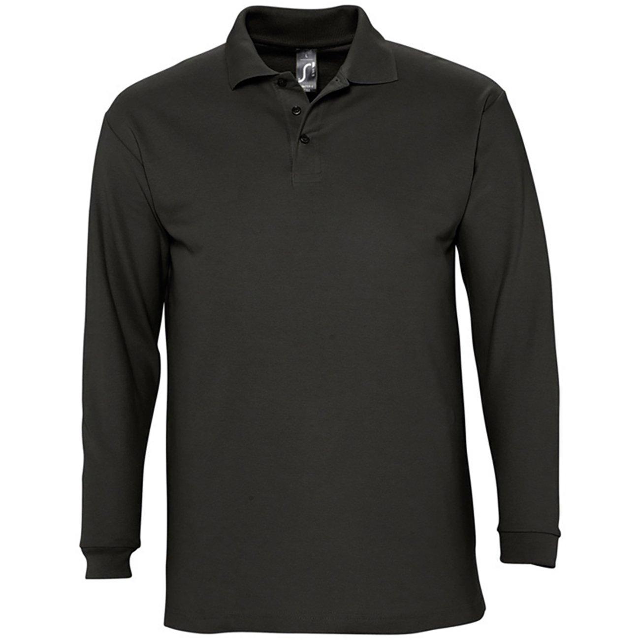 Image of Winter Ii Pique Langarmshirt Poloshirt, Langarm Herren Schwarz XL