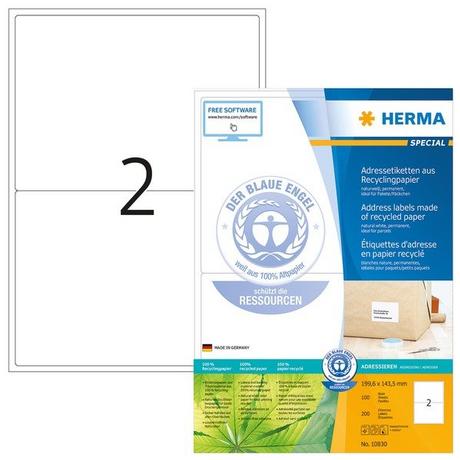 HERMA HERMA Adressetiketten 199,6×143,5mm 10830 recycling 200 Stück  