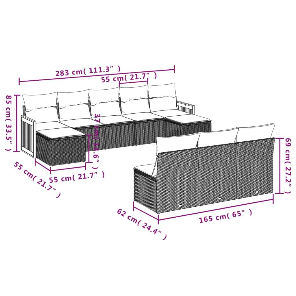 VidaXL Ensemble de canapés de jardin rotin synthétique  