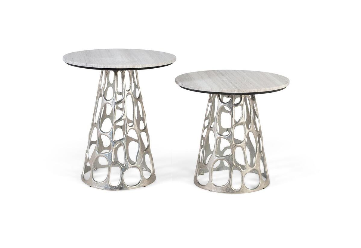 mutoni Table d&#039;appoint Kira Marbre (lot de 2)  