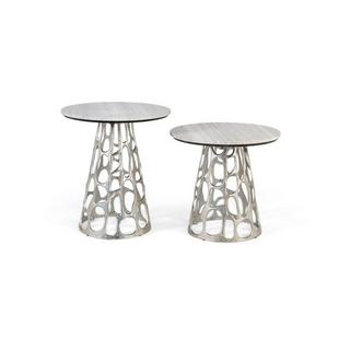 mutoni Table d&#039;appoint Kira Marbre (lot de 2)  