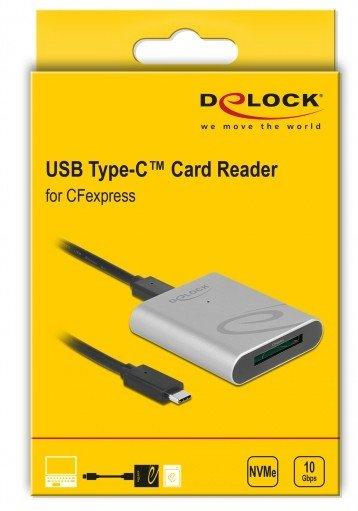 DeLock  USB TYPE-C CARD READER IM ALUMINIUM GEH?USE F?R CFEXPRESS SPEICHERKARTEN 