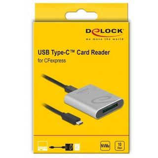 DeLock  USB TYPE-C CARD READER IM ALUMINIUM GEH?USE F?R CFEXPRESS SPEICHERKARTEN 