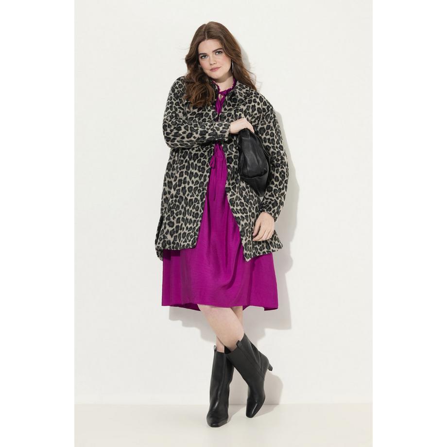 Ulla Popken Veste Chemisier Motif Léopard Col Chemise Manches Longues  