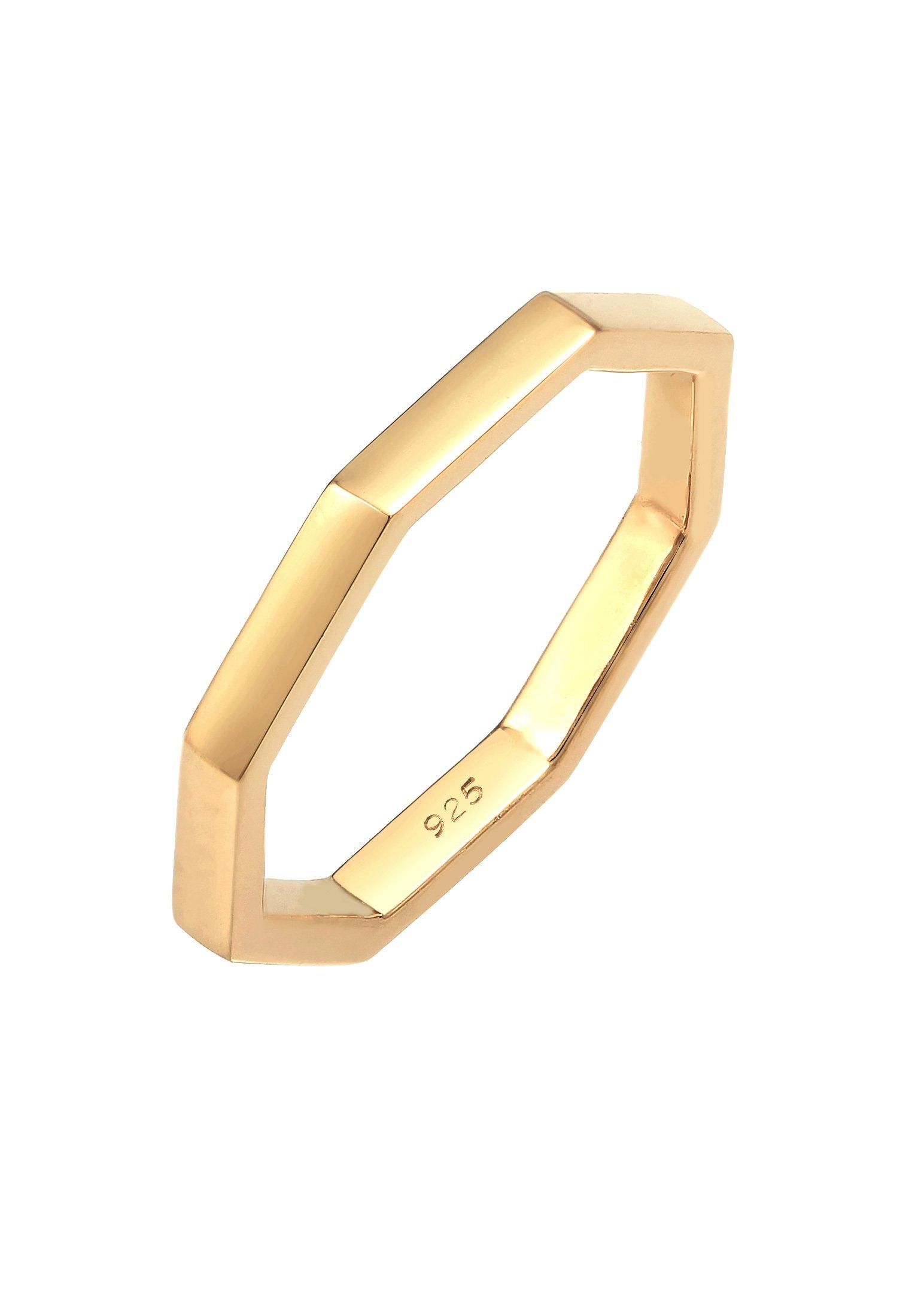 Image of Ring Achteckform Basic Damen Gold 58mm