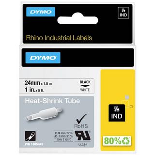 Dymo  Tubo termoretraibile  IND RHINO  Poliolefina Colore Nastro: Bianco Colore carattere:Nero 24 mm 1.5 m 