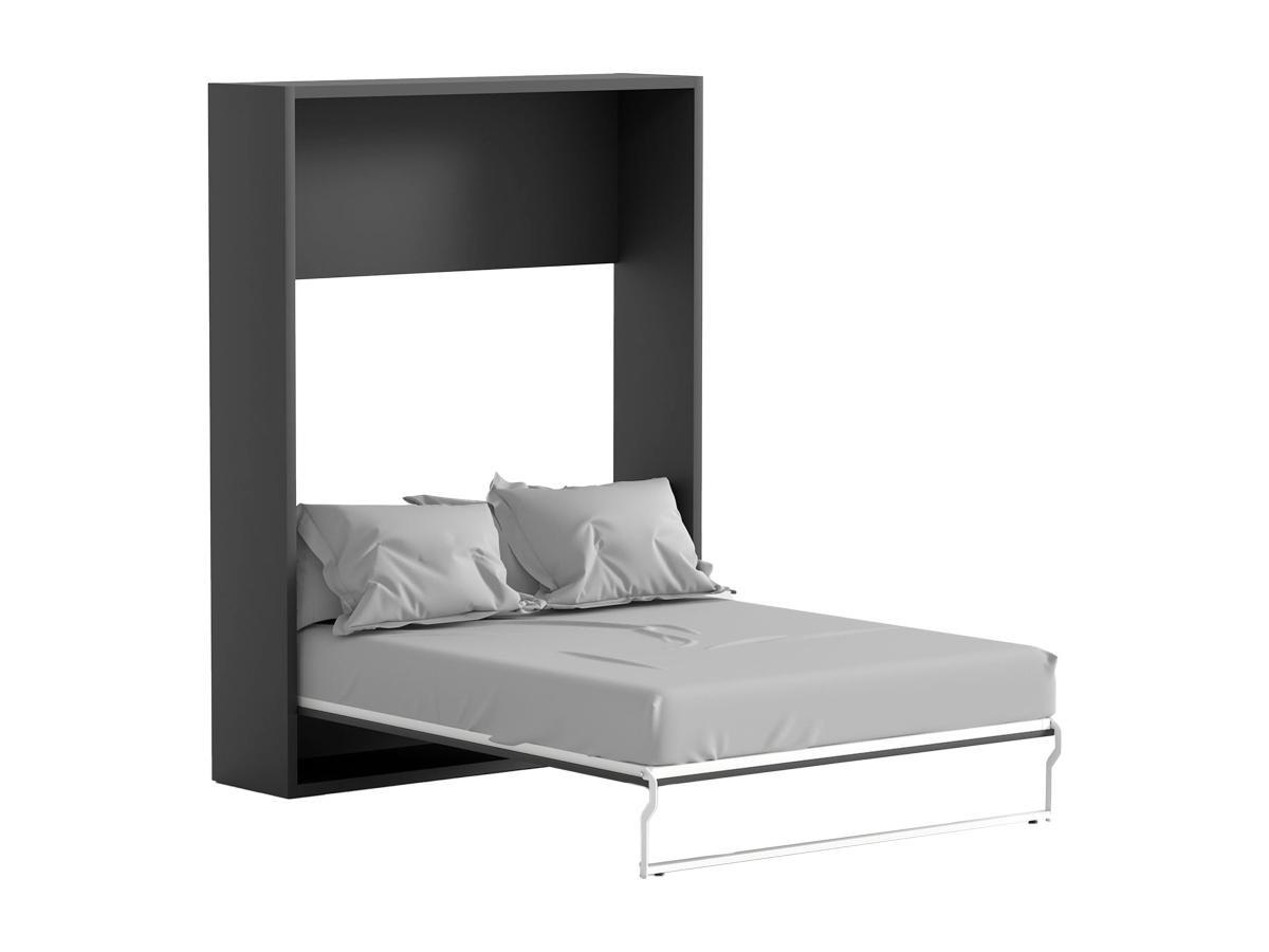 Vente-unique Letto estraibile 160 x 200 cm Apertura verticale manuale Antracite e Naturale  - MALINA II  