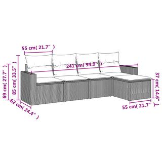 VidaXL Ensemble de canapés de jardin rotin synthétique  