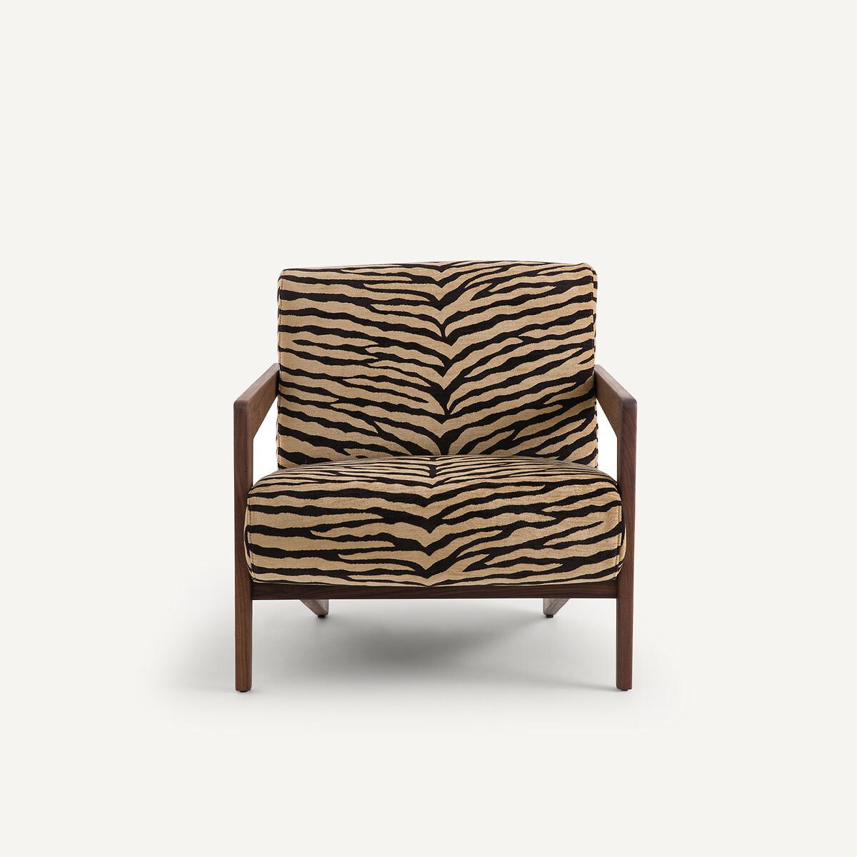 AM.PM Fauteuil noyer massif tissu imprimé animal  