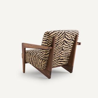 AM.PM Fauteuil noyer massif tissu imprimé animal  