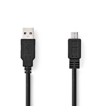 Câble USB | USB 2.0 | USB-A mâle | USB Micro-B mâle | 480 Mbps | Nickelé | 3.00 m | Rond | PVC | Noir | Boîte