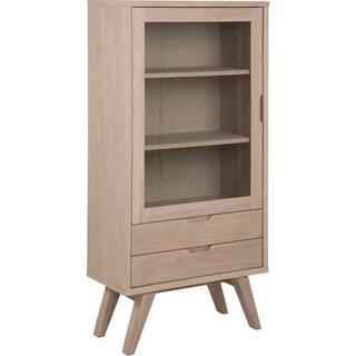 mutoni Vitrine Upsala plaqué chêne massif blanc huilé 1 porte vitrée 2 tiroirs 72x36x145cm  