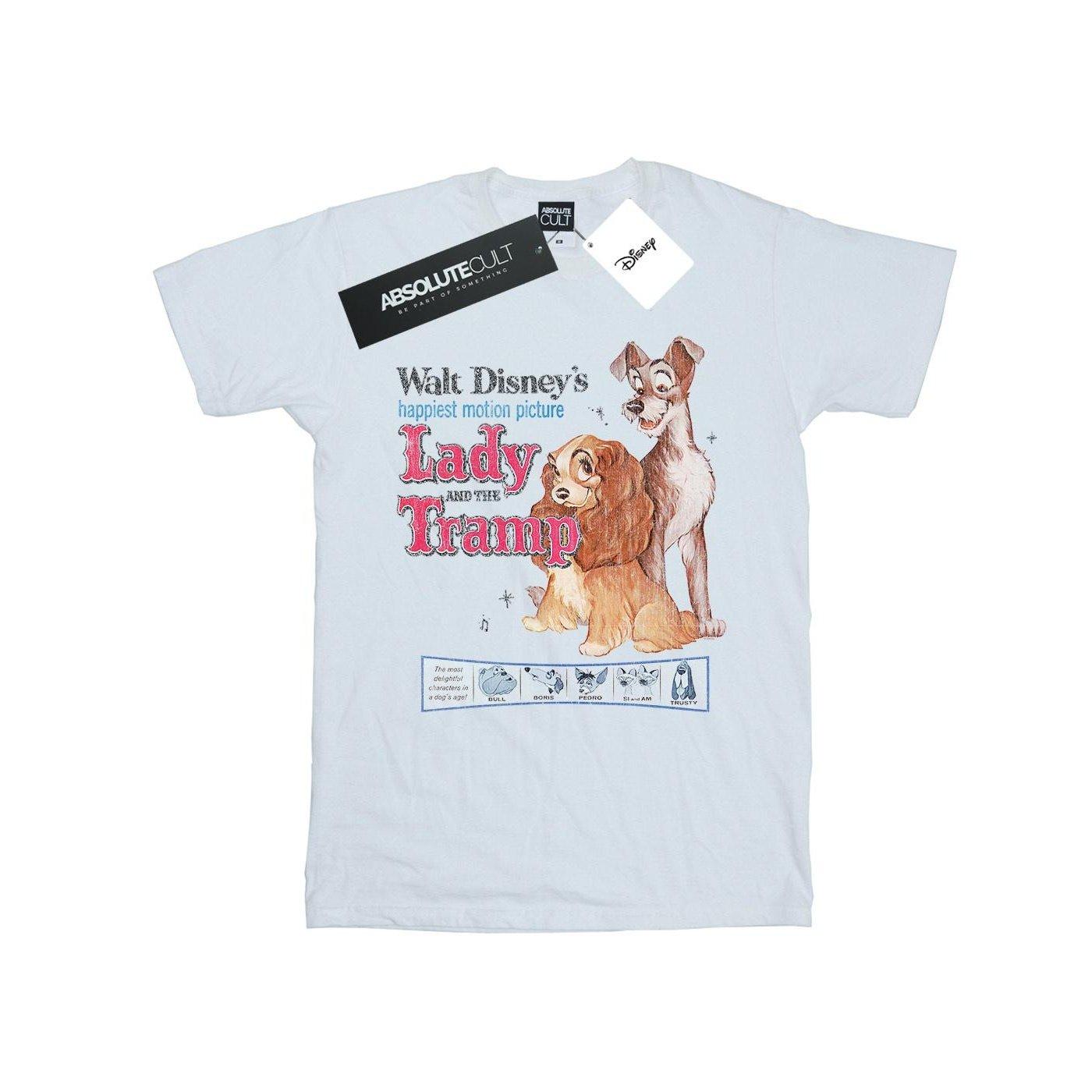 Image of Lady And The Tramp Distressed Classic Poster Tshirt Unisex Weiss 116