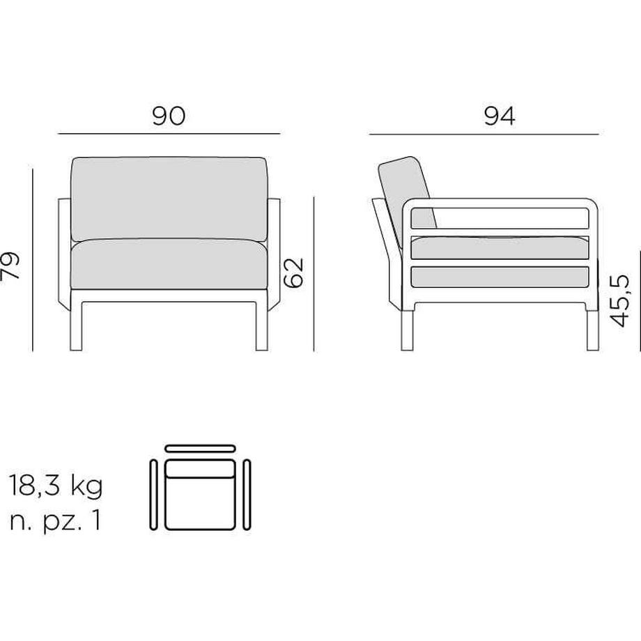 NARDI outdoor Fauteuil de jardin Maximo gris  
