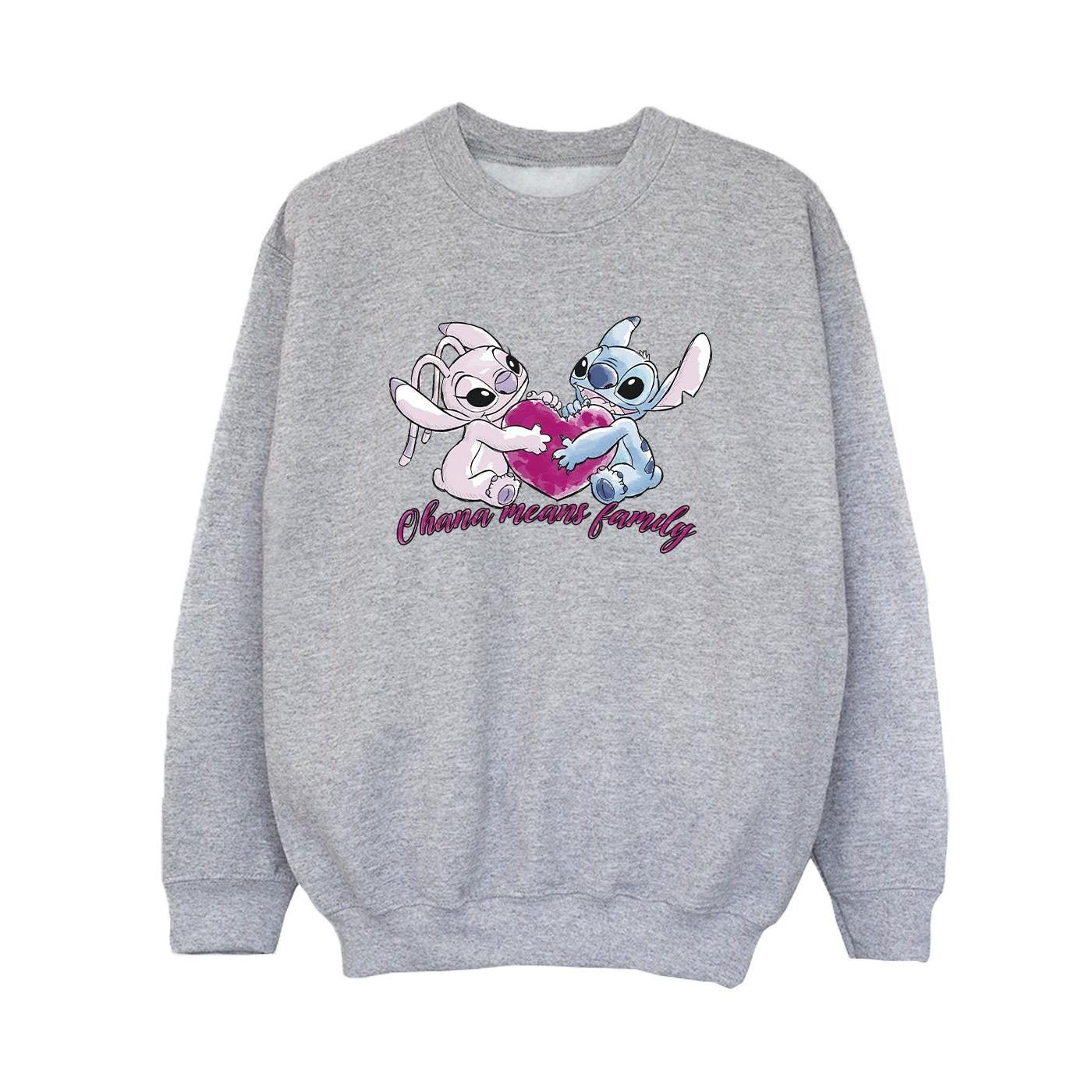 Image of Lilo And Stitch Ohana Heart With Angel Sweatshirt Jungen Grau 104