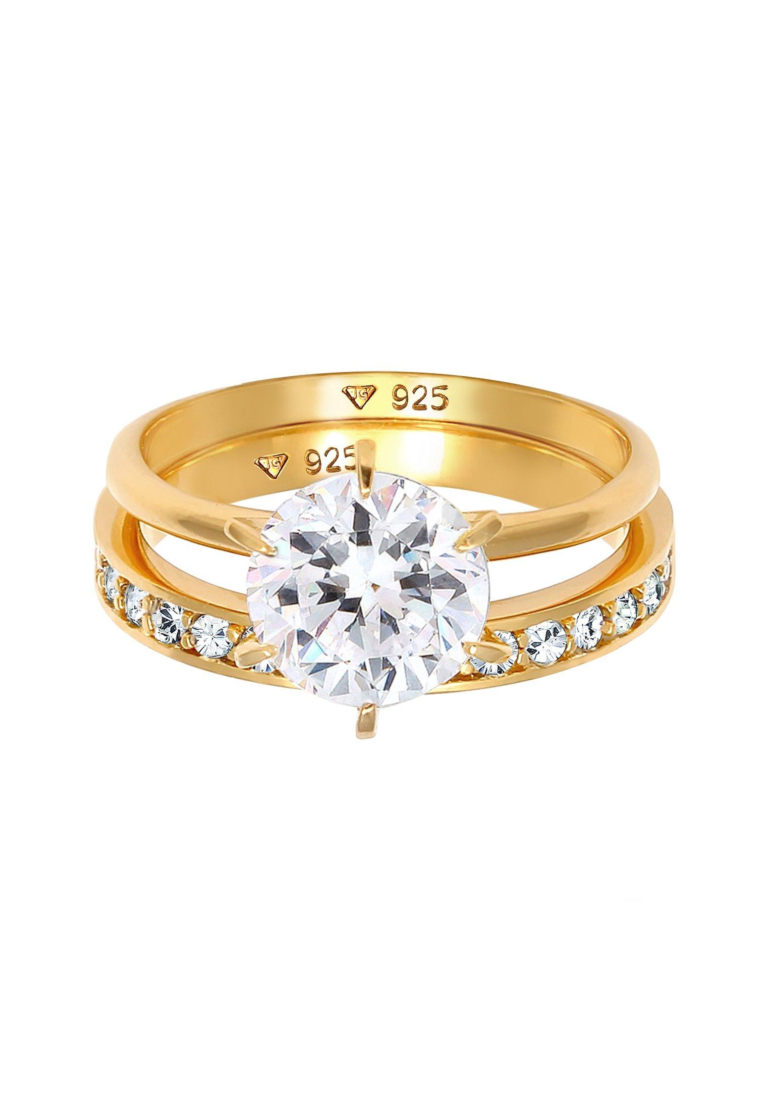 Elli  Bague Femmes Bande Set Solitaire Glamoureux Avec Cristaux 