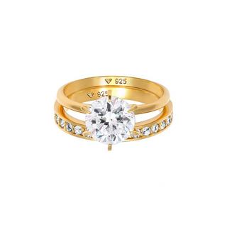 Elli  Bague Femmes Bande Set Solitaire Glamoureux Avec Cristaux 